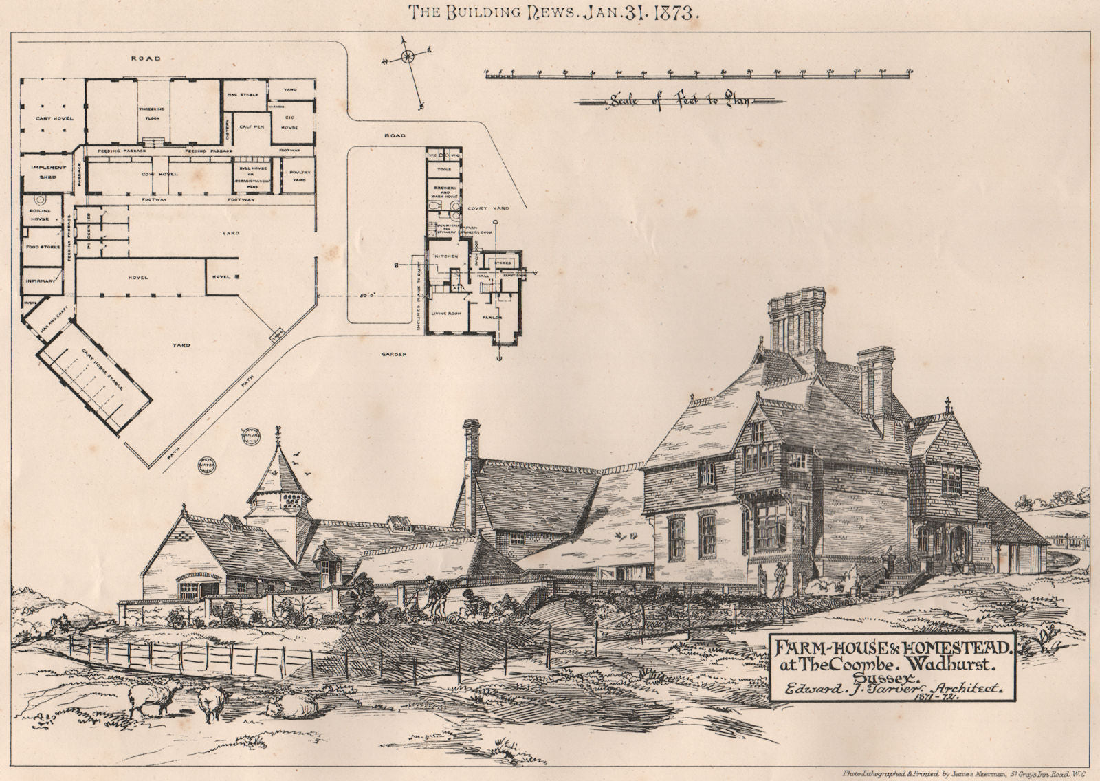 Farm House & Homestead at the Coombe. Wadhurst, Sussex; Edward Tarver Archt 1873